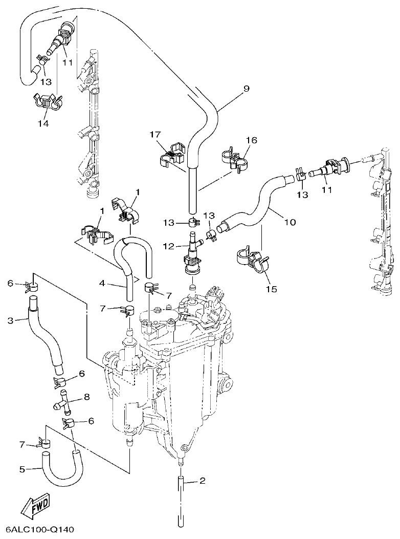Yamaha F200CET, F225BET, FL200CET, FL225BET FUEL INJECTION PUMP 2 parts diagram